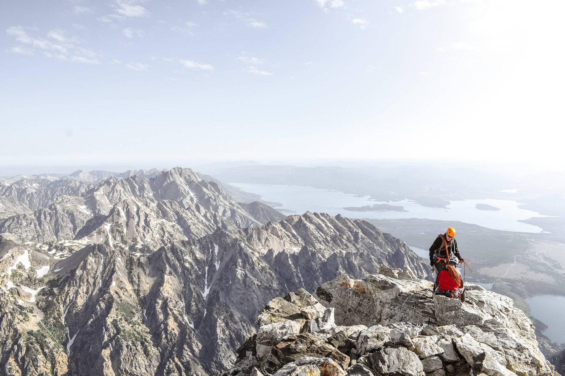 climbers on top of mountain at Grand Teton National Park