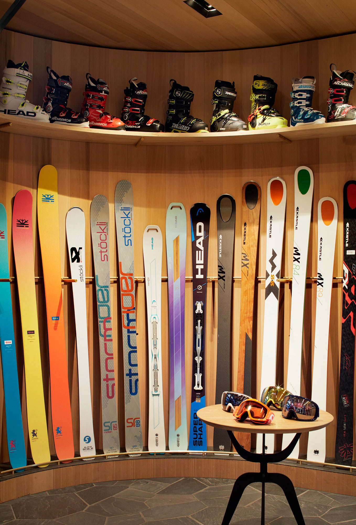 Mudroom - snowboards against the wall - Caldera House