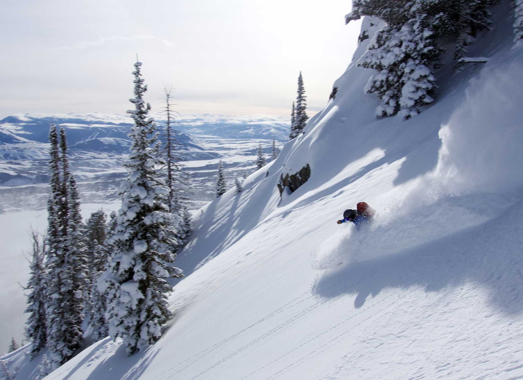 Skier on side of mountain