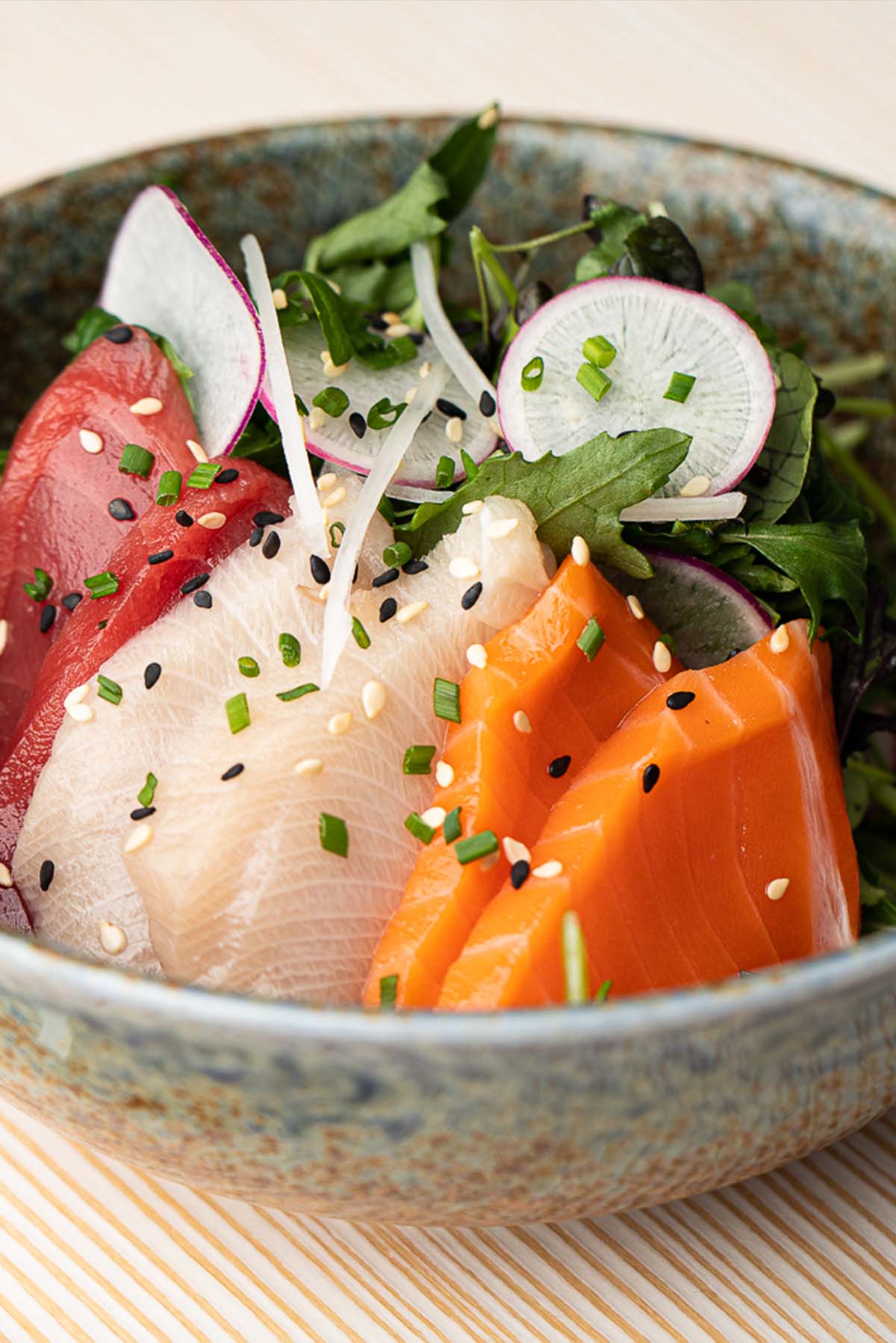 Close up of sashimi salad