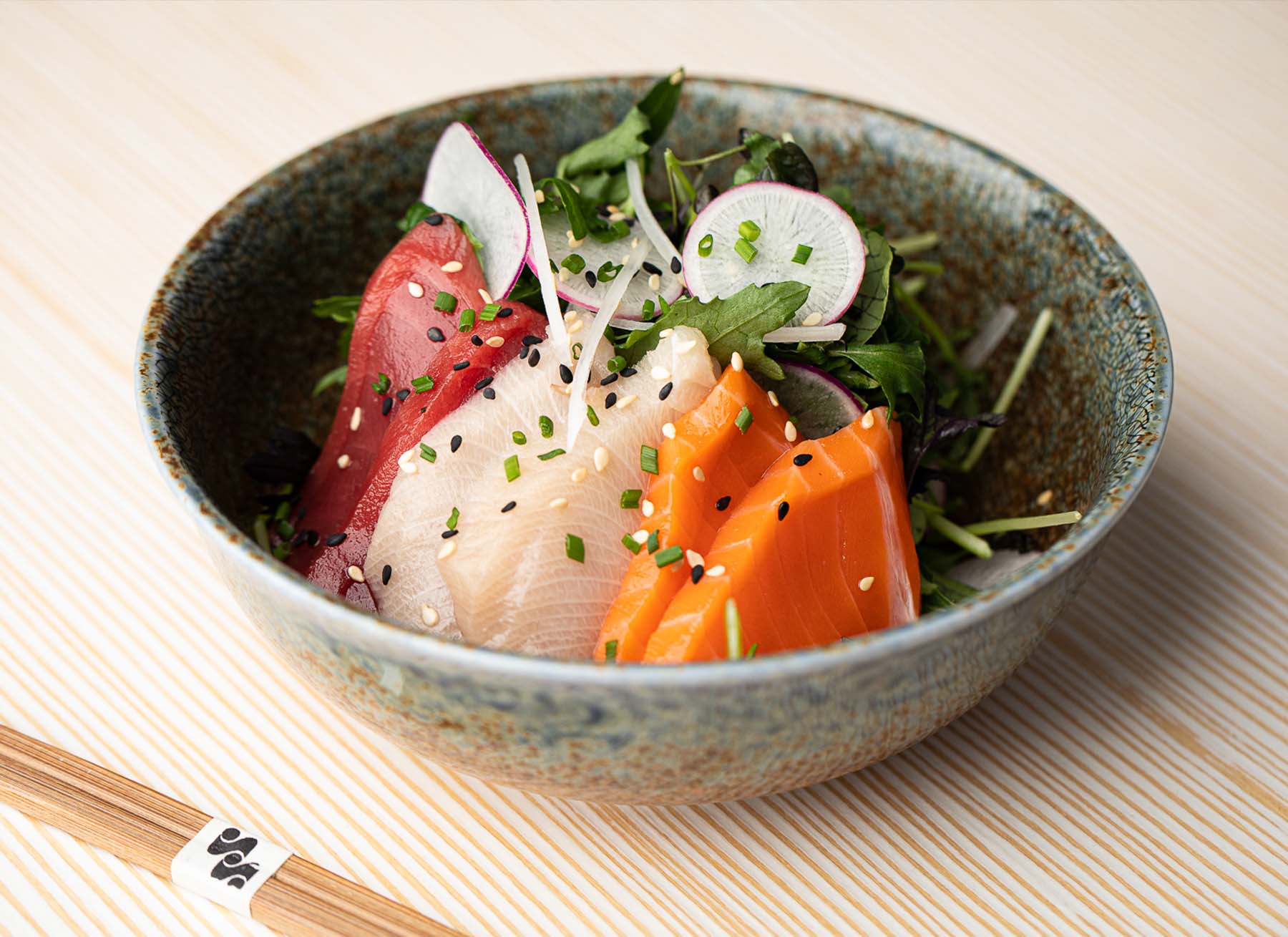 Close up of sashimi salad