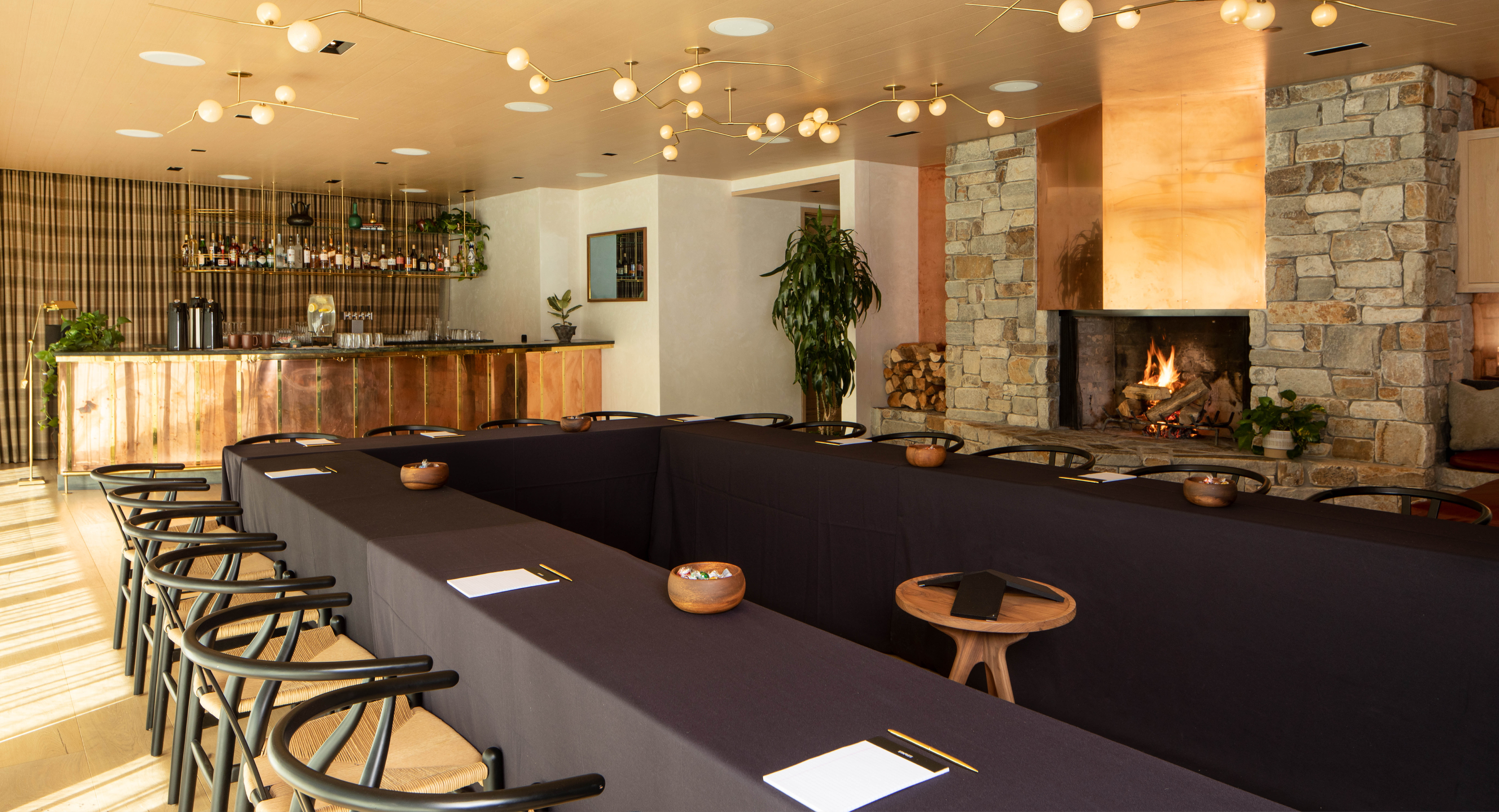 Corporate meeting lounge at Caldera House, executive retreat venue Jackson Hole